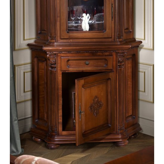 Bufet colt - Venetia Lux Bufete din Lemn Masiv, Bufet colț lemn masiv, maro/alb, 1 ușă, 1 sertar, Veneția Lux