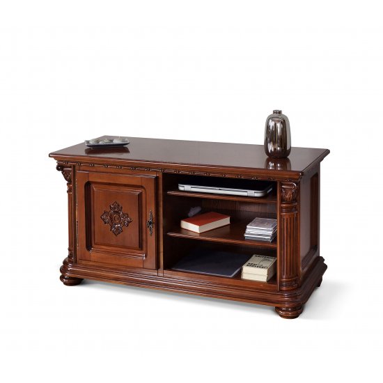 Bufet tv plasma mic - Venetia Lux Bufete din Lemn Masiv, Bufet tv plasmă lemn masiv, maro/alb, ornamente manuale, Veneția Lux