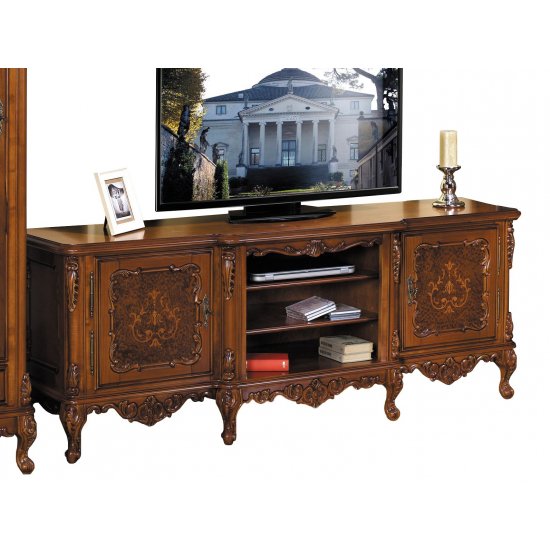 Bufet tv plasma - Cleopatra Bufete din Lemn Masiv, Bufet tv plasmă lemn masiv, maro/alb, inserții ornamentale, Cleopatra