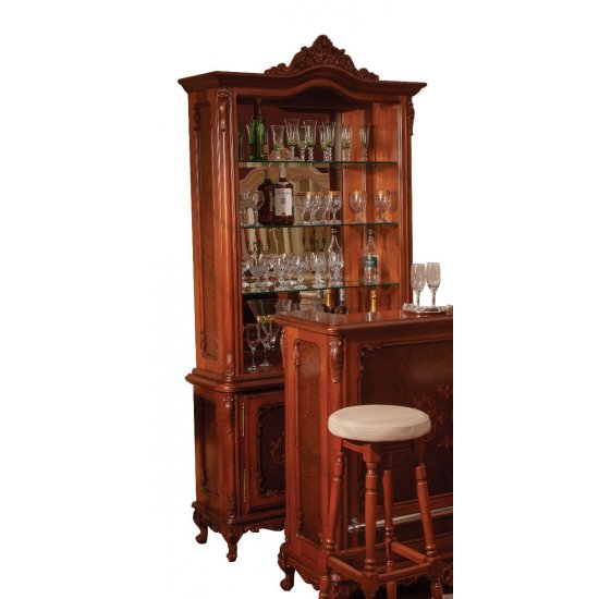 Bufet - vitrina bar - Cleopatra Bufete din Lemn Masiv, Bufet vitrină bar lemn masiv, maro/alb, inserții ornamentale, Cleopatra