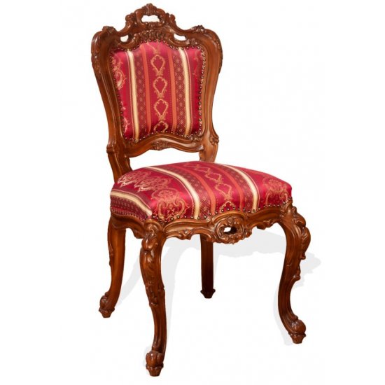 Scaun - Cleopatra Lux Scaune din Lemn Masiv, Scaun lemn masiv, maro/alb, tapiserie multicoloră, Cleopatra Lux