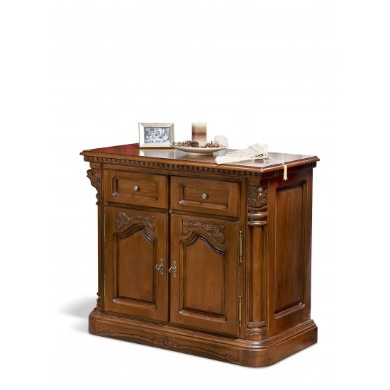 Comoda bar - Cristina Comode din Lemn Masiv, Comodă lemn masiv, bar, maro/alb, 2 uși, 2 sertare, Cristina