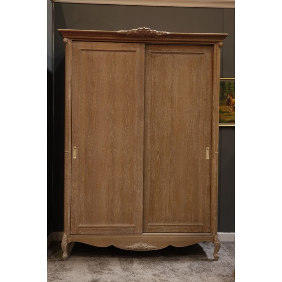 Dulap lemn masiv, maro, 2 uși glisante, inserții ornamentale, Jasmina Dulap lemn masiv, maro, 2 uși glisante, inserții ornamentale, Jasmina