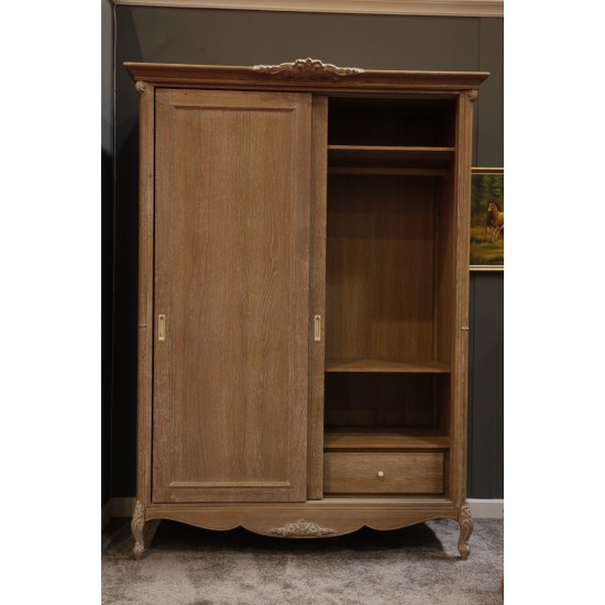 Dulap lemn masiv, maro, 2 uși glisante, inserții ornamentale, Jasmina Dulap lemn masiv, maro, 2 uși glisante, inserții ornamentale, Jasmina