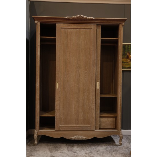 Dulap lemn masiv, maro, 2 uși glisante, inserții ornamentale, Jasmina Dulap lemn masiv, maro, 2 uși glisante, inserții ornamentale, Jasmina