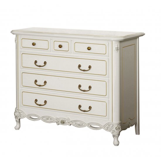 Comoda - Flora Comode lemn masiv, Comodă lemn masiv, alb, design stil Rococo, Flora