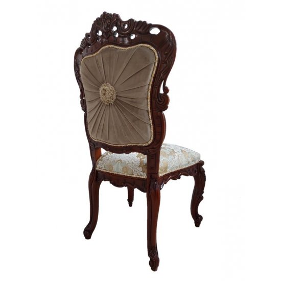 Scaun - Regina Scaune din Lemn Masiv, Scaun lemn masiv, maro/alb, tapiserie multicoloră, Regina