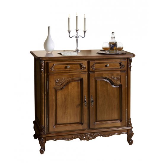Comoda bar - Royal Comode din Lemn Masiv, Comodă lemn masiv, bar, maro/alb, 2 uși, 2 sertare, Royal