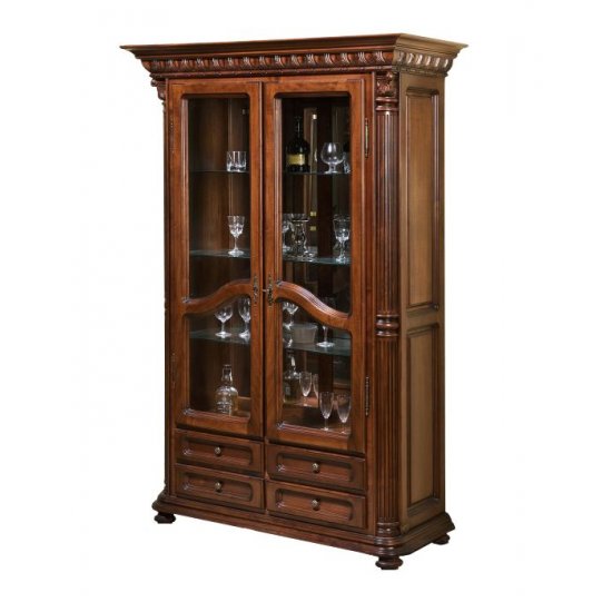 Cristalier 2 usi - Venetia Lux Cristaliere din Lemn Masiv, Cristalier lemn masiv, maro/alb, 2 uși, Veneția Lux