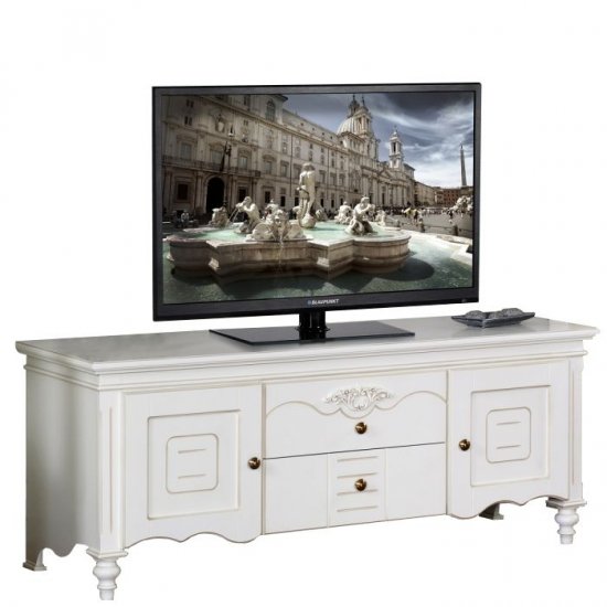 Bufet tv plasma - Yana Bufete din Lemn Masiv, Bufet tv plasmă lemn masiv, alb, 4 uși, Yana