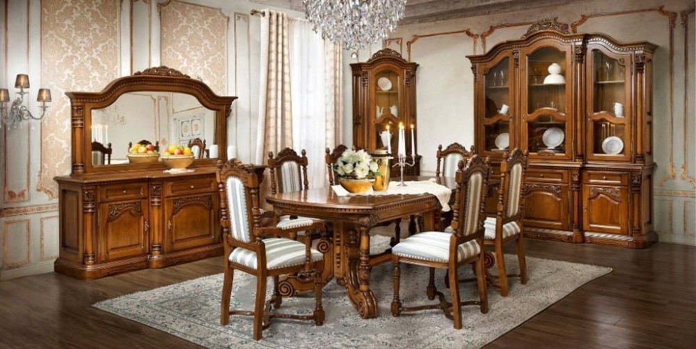 Cum să amenajezi sufrageria în stil clasic - tapițerie albă